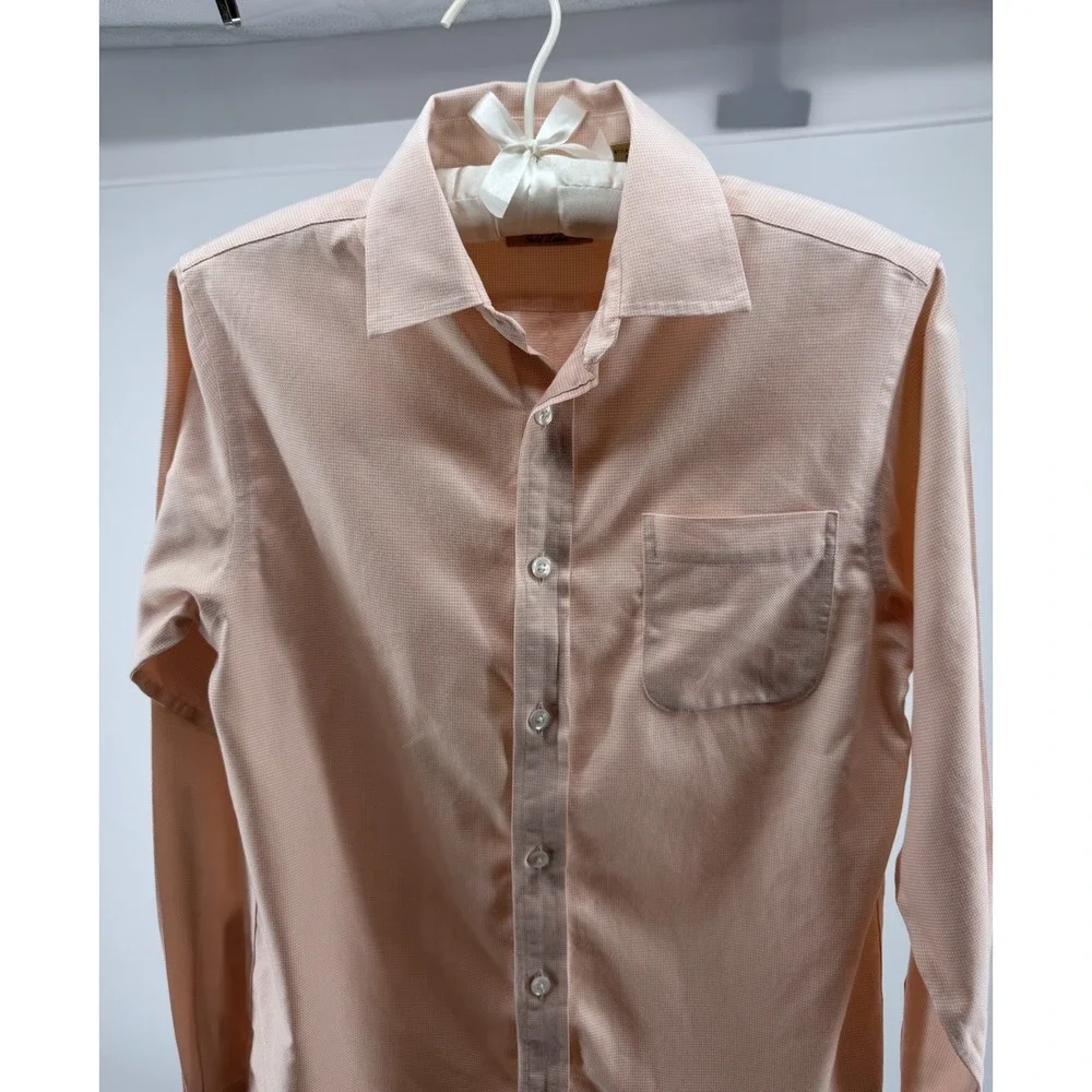 Class Club Gold Label Boys Dress Shirt Peach Button Front Long Sleeve Size 16